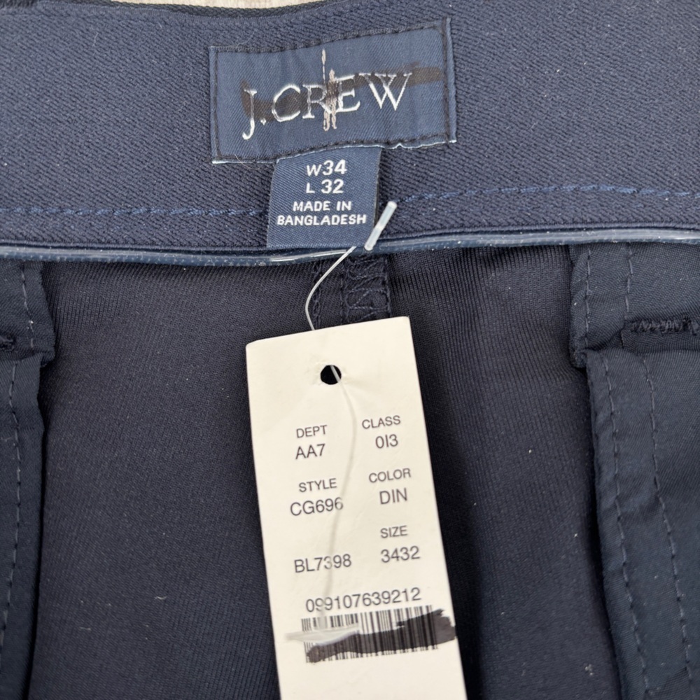 NWT Mens J Crew Navy Blue 484 Slim-fit tech pants 34x32 commuter work pants - Picture 9 of 14